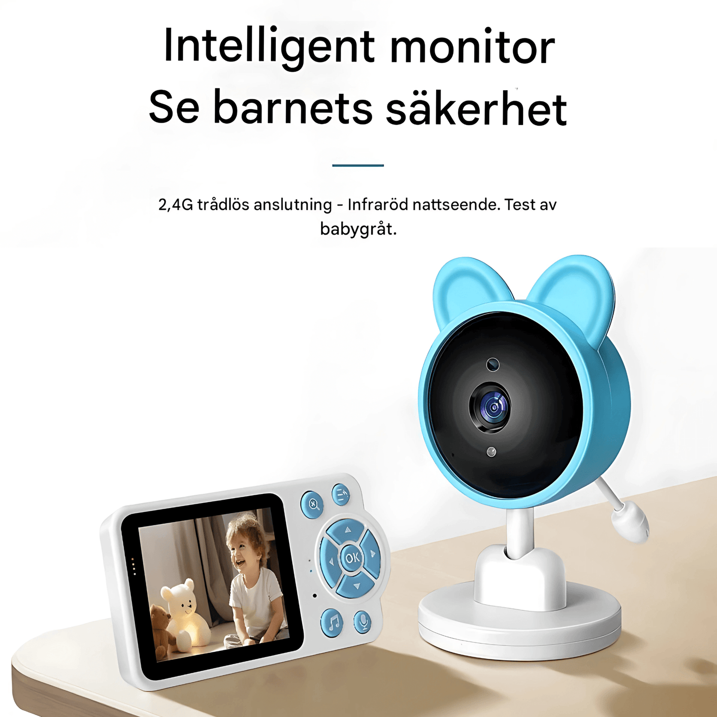 LullaView – Smart Babyvakt med Nattseende, Temperaturövervakning & Trådlös Anslutning