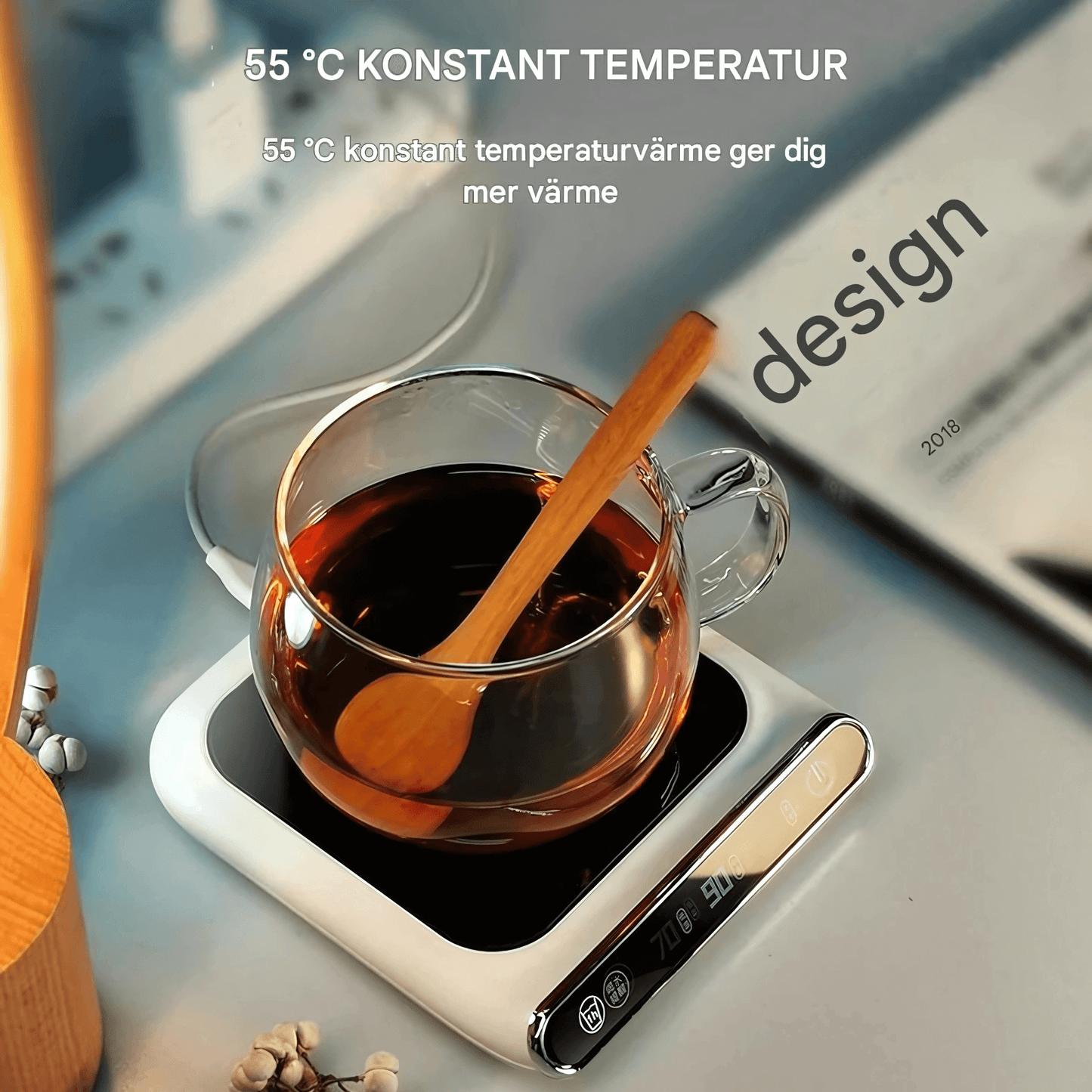 ALVA – Portabel Elektrisk Muggvärmare med  Justerbara Temperaturnivåer & USB-Ström