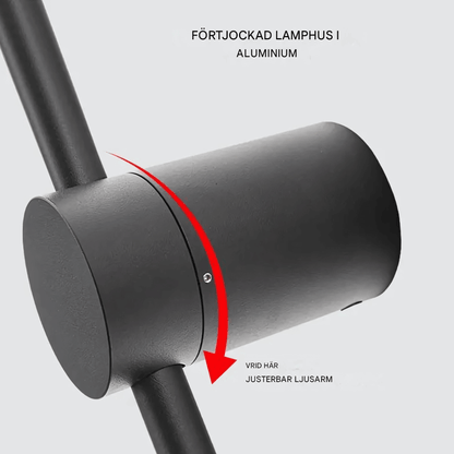 JONAS – Svart & Guld LED Vägglampa med 360° Rotation, Modern Inomhusbelysning för Vardagsrum och Sovrum