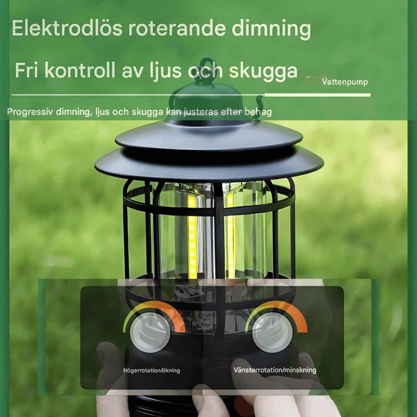 ALEX – Retro Portabel Campinglykta med LED, Typ-C Laddning & Justerbar Ljusstyrka