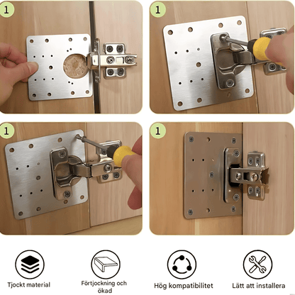 ARON – Rostfri Gångjärnsreparationsplatta med Skruvar för Skåp, Lådor & Möbler
