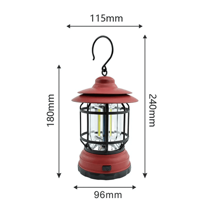 ALEX – Retro Portabel Campinglykta med LED, Typ-C Laddning & Justerbar Ljusstyrka