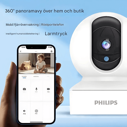 HomeGuard – Smart Övervakningskamera med 360° Panoramavy, WiFi & Tvåvägsljud