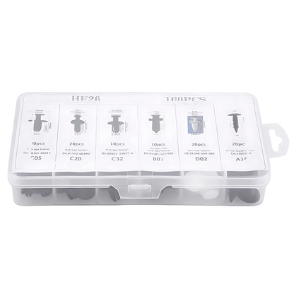 NIKOL – Bilclips & Panelfästen 100-delars Set för Dörr, Stötfångare & Skärm