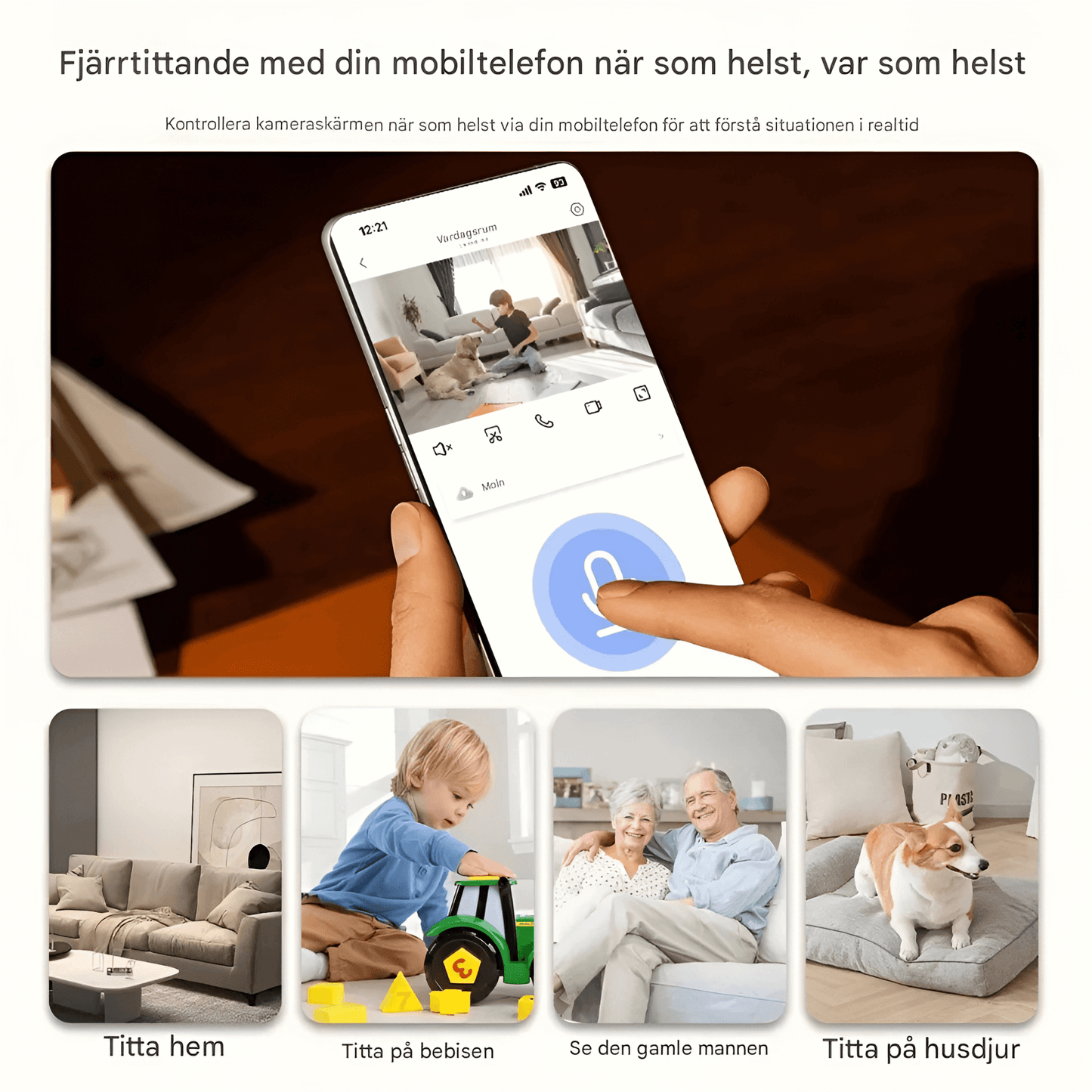 ViewMate – Trådlös WiFi Säkerhetskamera med 1080P HD, Nattläge & Tvåvägsljud