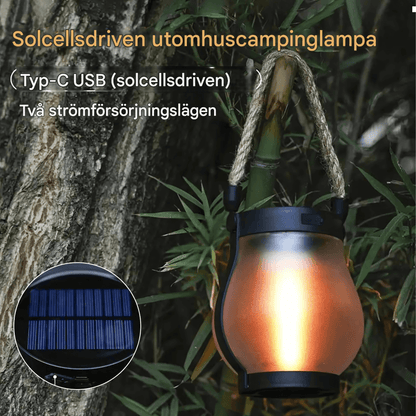 MARTHA – Solcellsflamma Lampa med USB-laddning, Hängande Trädgårdsdekoration & Värmande LED-belysning