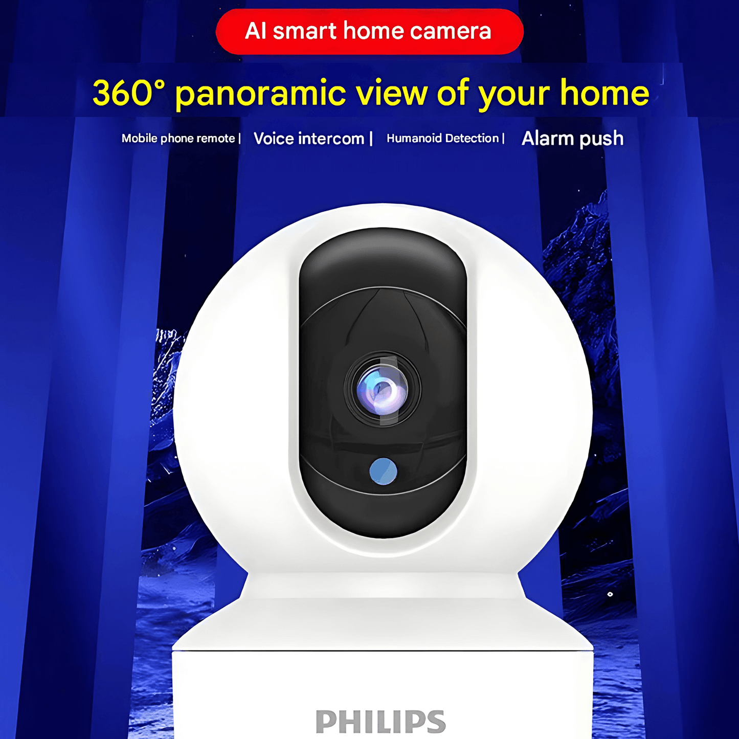 HomeGuard – Smart Övervakningskamera med 360° Panoramavy, WiFi & Tvåvägsljud