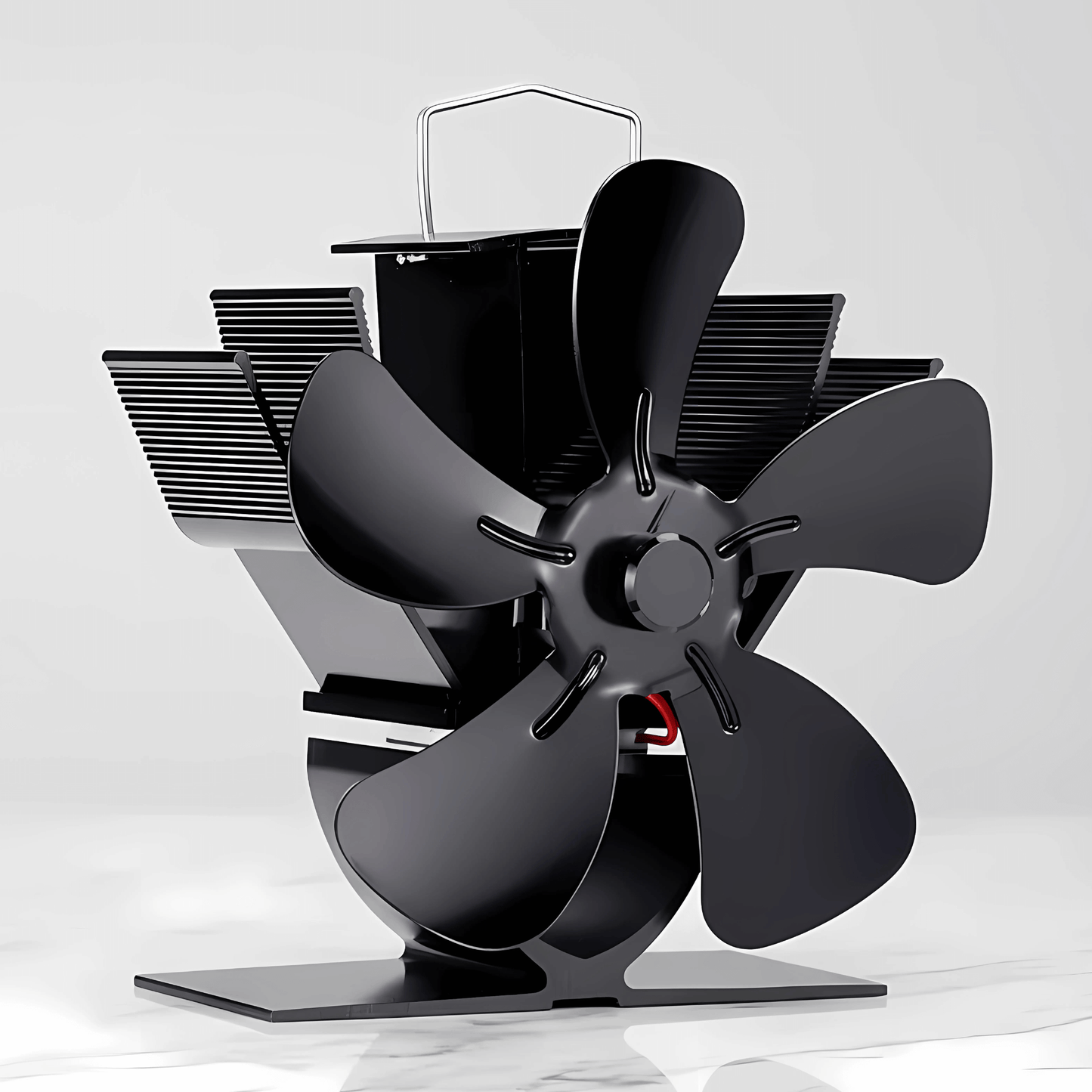 FLORA – Mini Eldstadsfläkt med 5-Blads Design, Värmedriven & Tyst Drift