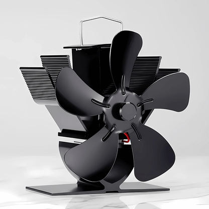 FLORA – Mini Eldstadsfläkt med 5-Blads Design, Värmedriven & Tyst Drift