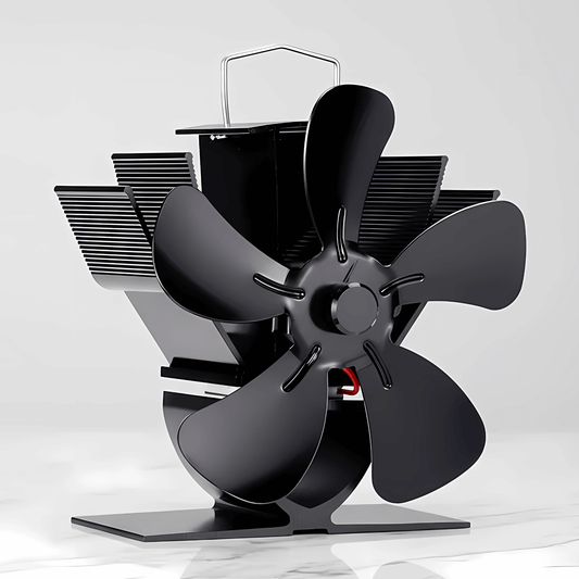 FLORA – Mini Eldstadsfläkt med 5-Blads Design, Värmedriven & Tyst Drift
