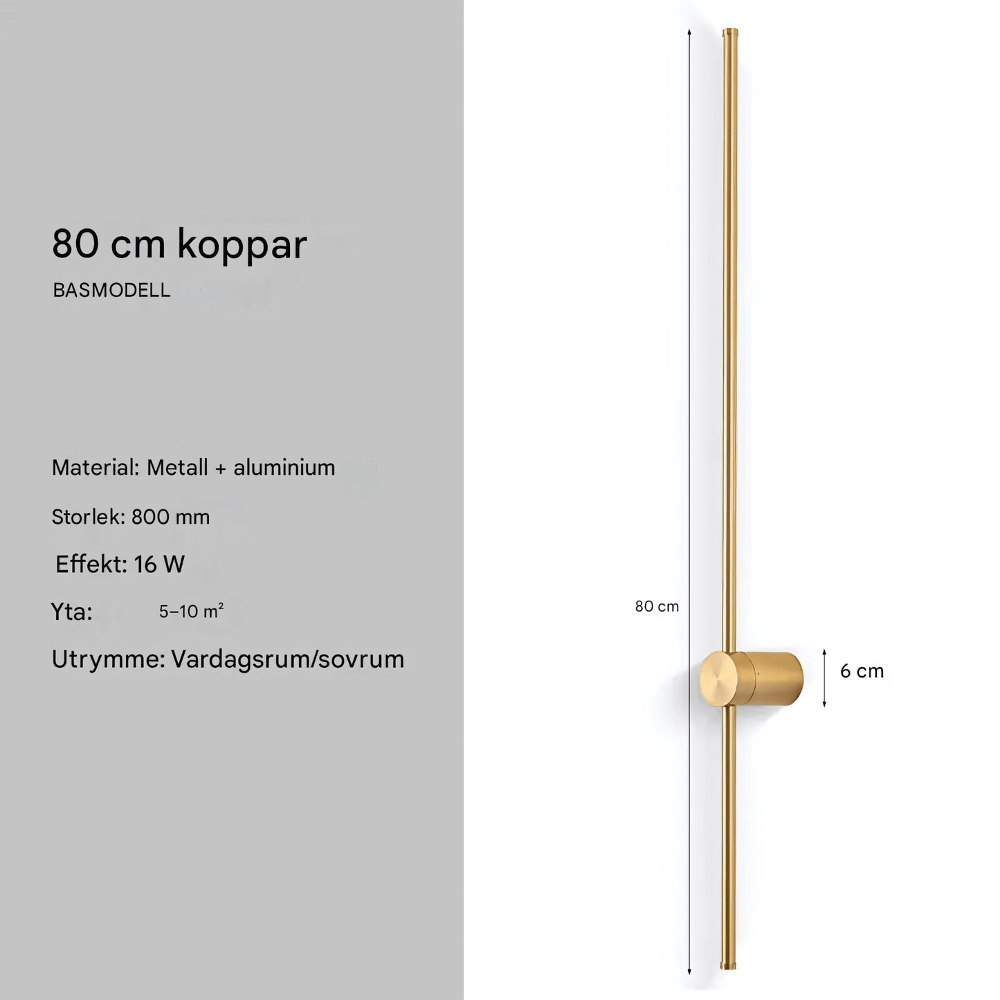 JONAS – Svart & Guld LED Vägglampa med 360° Rotation, Modern Inomhusbelysning för Vardagsrum och Sovrum