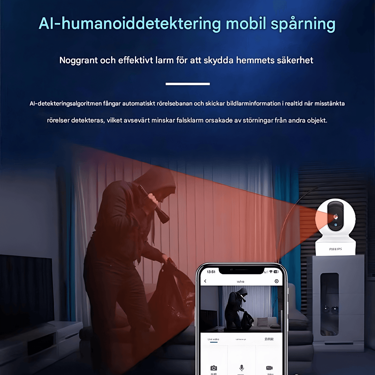 HomeGuard – Smart Övervakningskamera med 360° Panoramavy, WiFi & Tvåvägsljud