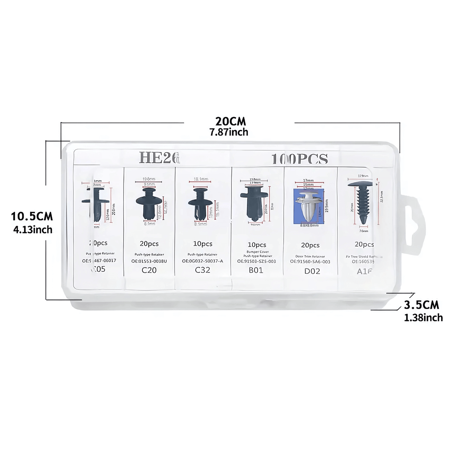 NIKOL – Bilclips & Panelfästen 100-delars Set för Dörr, Stötfångare & Skärm