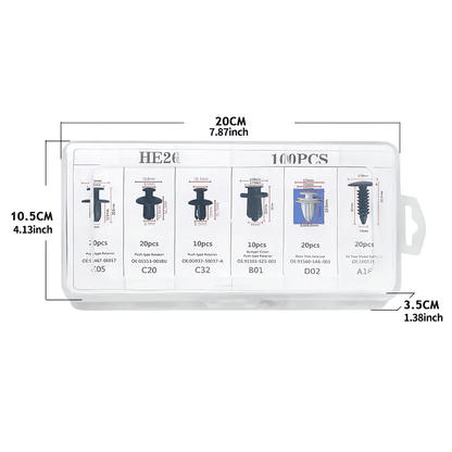 NIKOL – Bilclips & Panelfästen 100-delars Set för Dörr, Stötfångare & Skärm