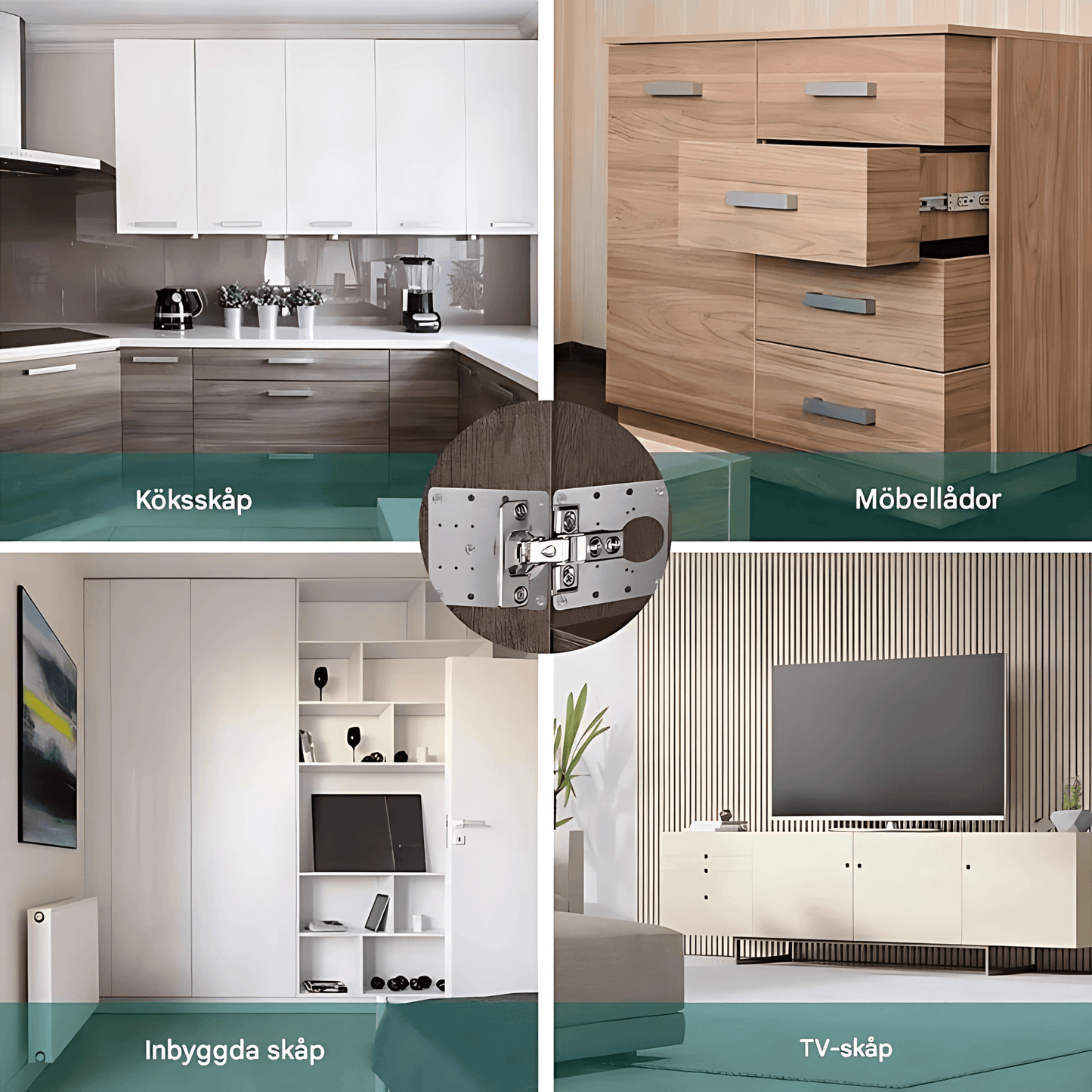 ARON – Rostfri Gångjärnsreparationsplatta med Skruvar för Skåp, Lådor & Möbler