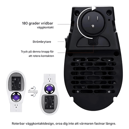 SAGA – Portabel Elektrisk Värmare med LED-display, Timer & Justerbar Temperatur