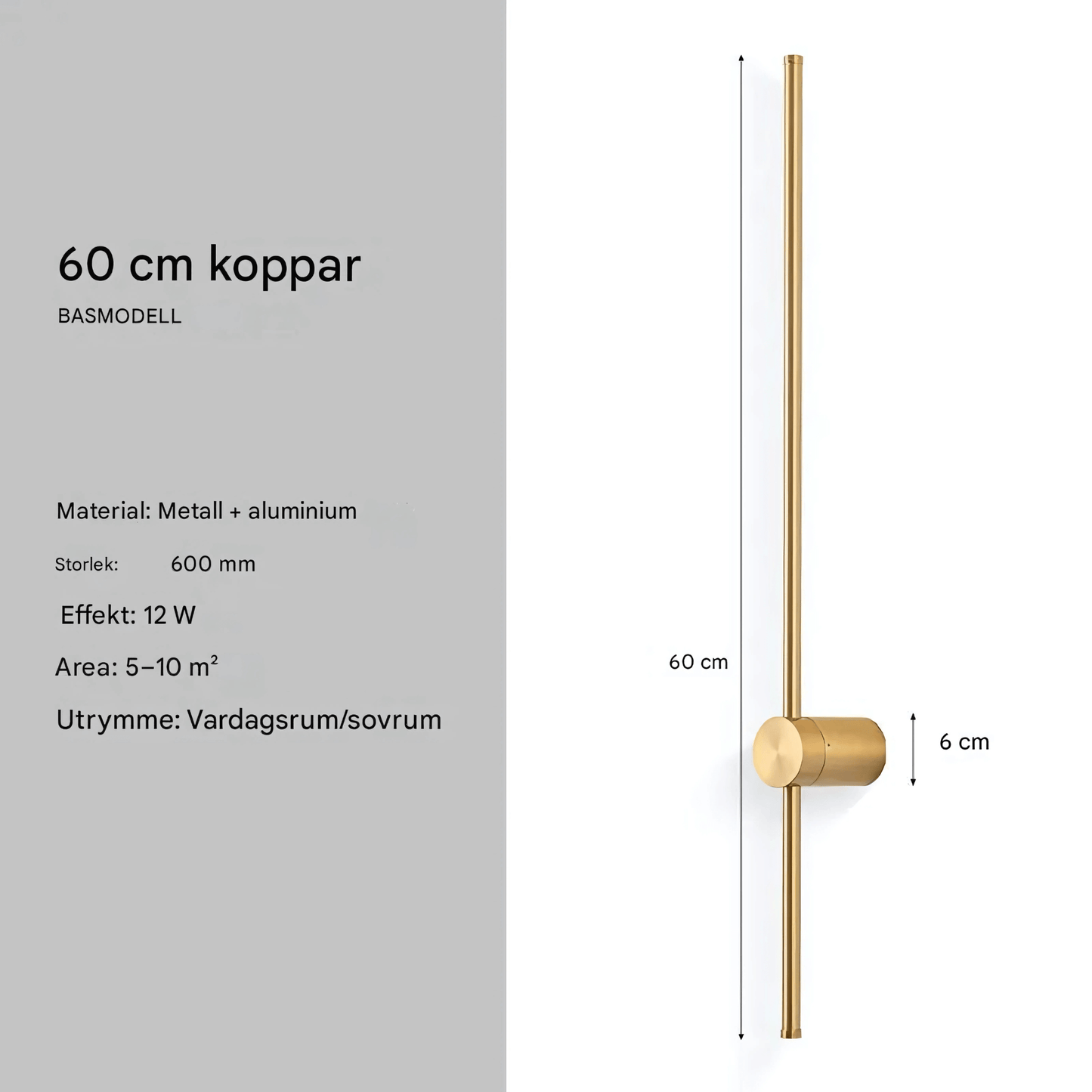 JONAS – Svart & Guld LED Vägglampa med 360° Rotation, Modern Inomhusbelysning för Vardagsrum och Sovrum