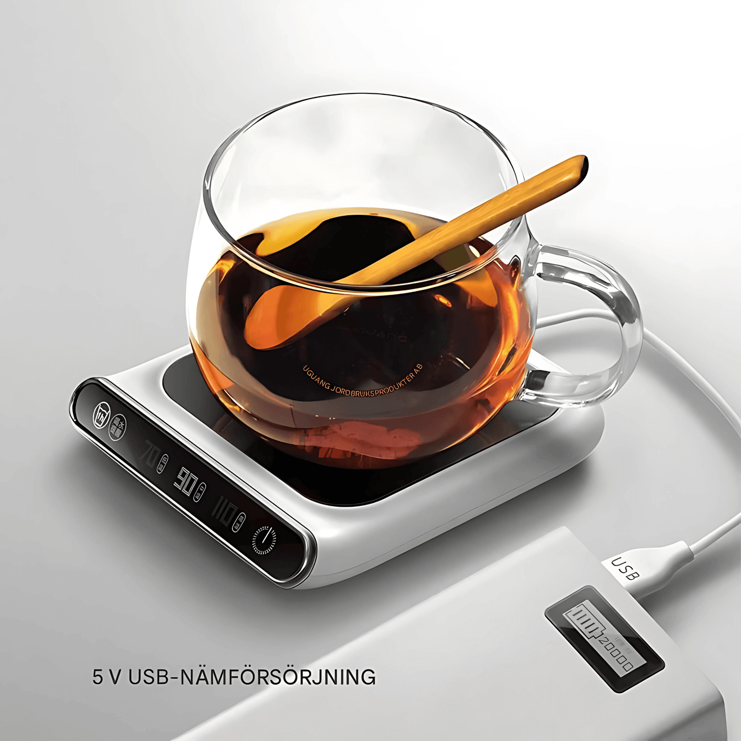 ALVA – Portabel Elektrisk Muggvärmare med  Justerbara Temperaturnivåer & USB-Ström