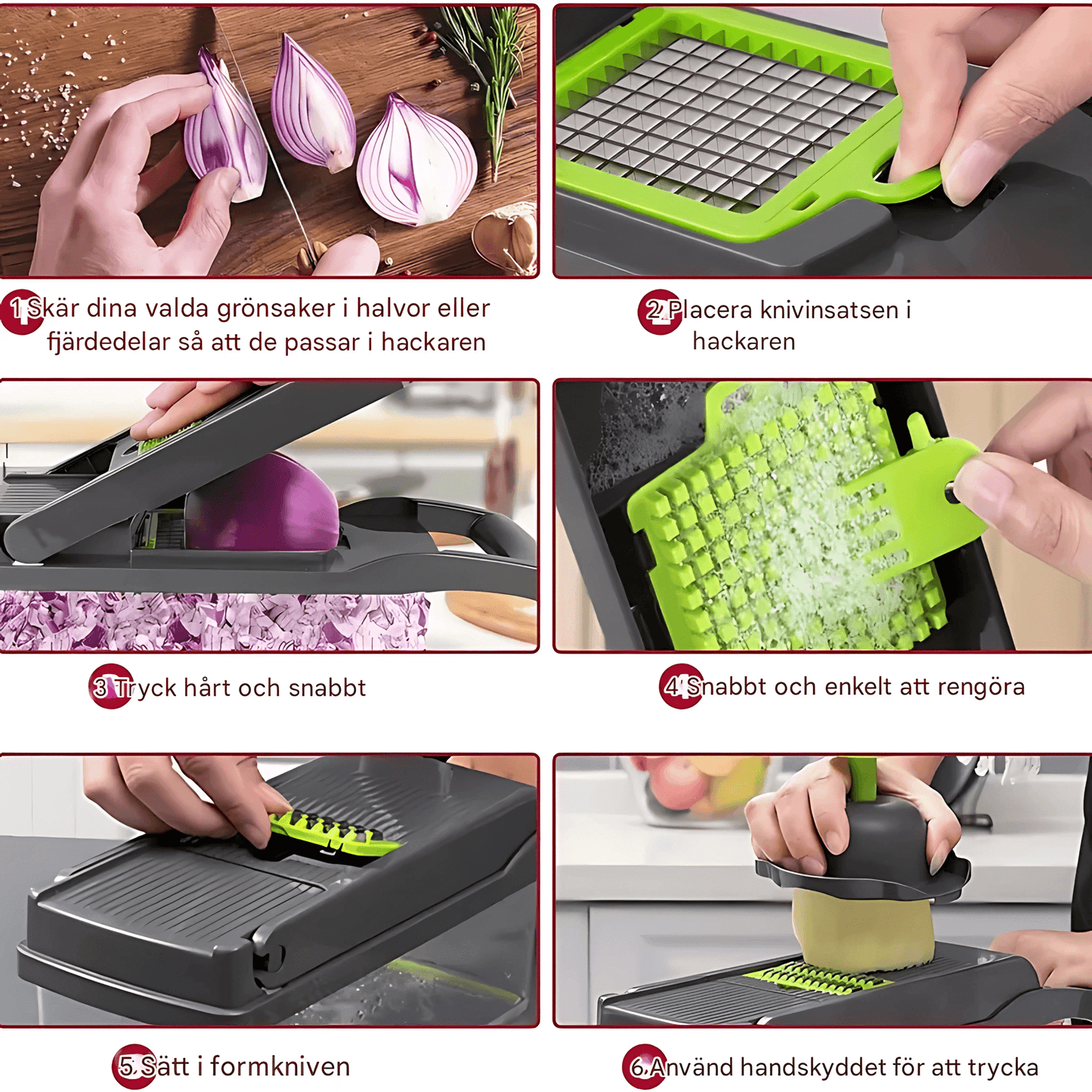 ELVIA – Multifunktionell Mandolin Grönsakshackare 14/16-delars Set med Skärblad & Tillbehör