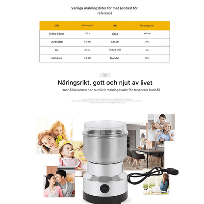LIVIA – Elektrisk Mini-Kvarn för Kaffe, Kryddor & Babymat, Ultrafin Malning