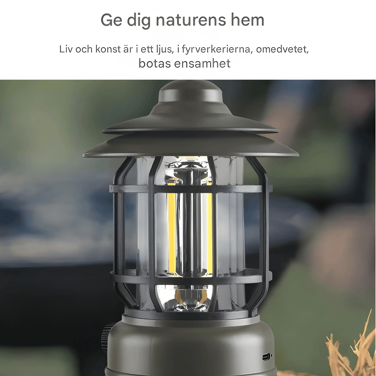 ALEX – Retro Portabel Campinglykta med LED, Typ-C Laddning & Justerbar Ljusstyrka