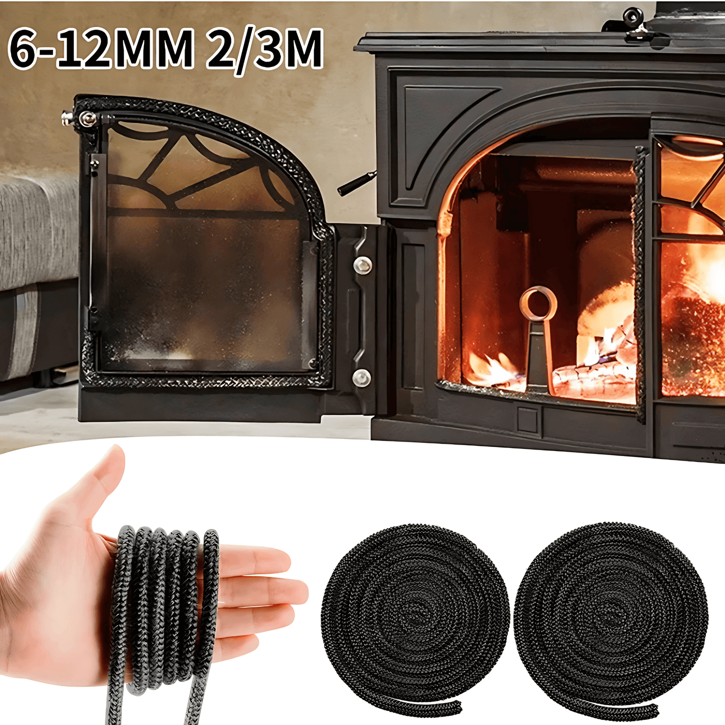 EIRA – Fiberglas Tätningstätning för Vedspis, Högtemperatur 2M Rep