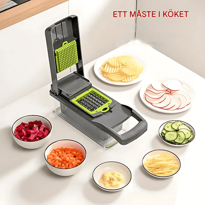 ELVIA – Multifunktionell Mandolin Grönsakshackare 14/16-delars Set med Skärblad & Tillbehör