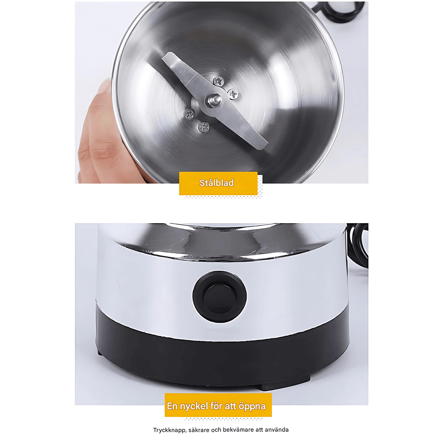 LIVIA – Elektrisk Mini-Kvarn för Kaffe, Kryddor & Babymat, Ultrafin Malning