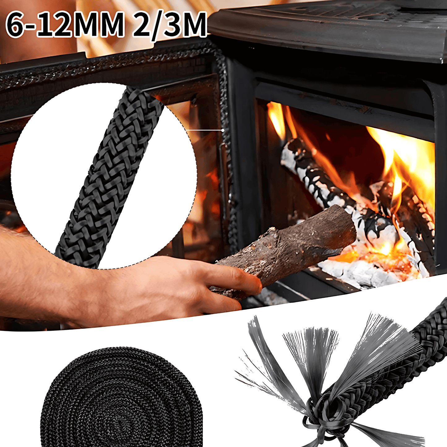 EIRA – Fiberglas Tätningstätning för Vedspis, Högtemperatur 2M Rep