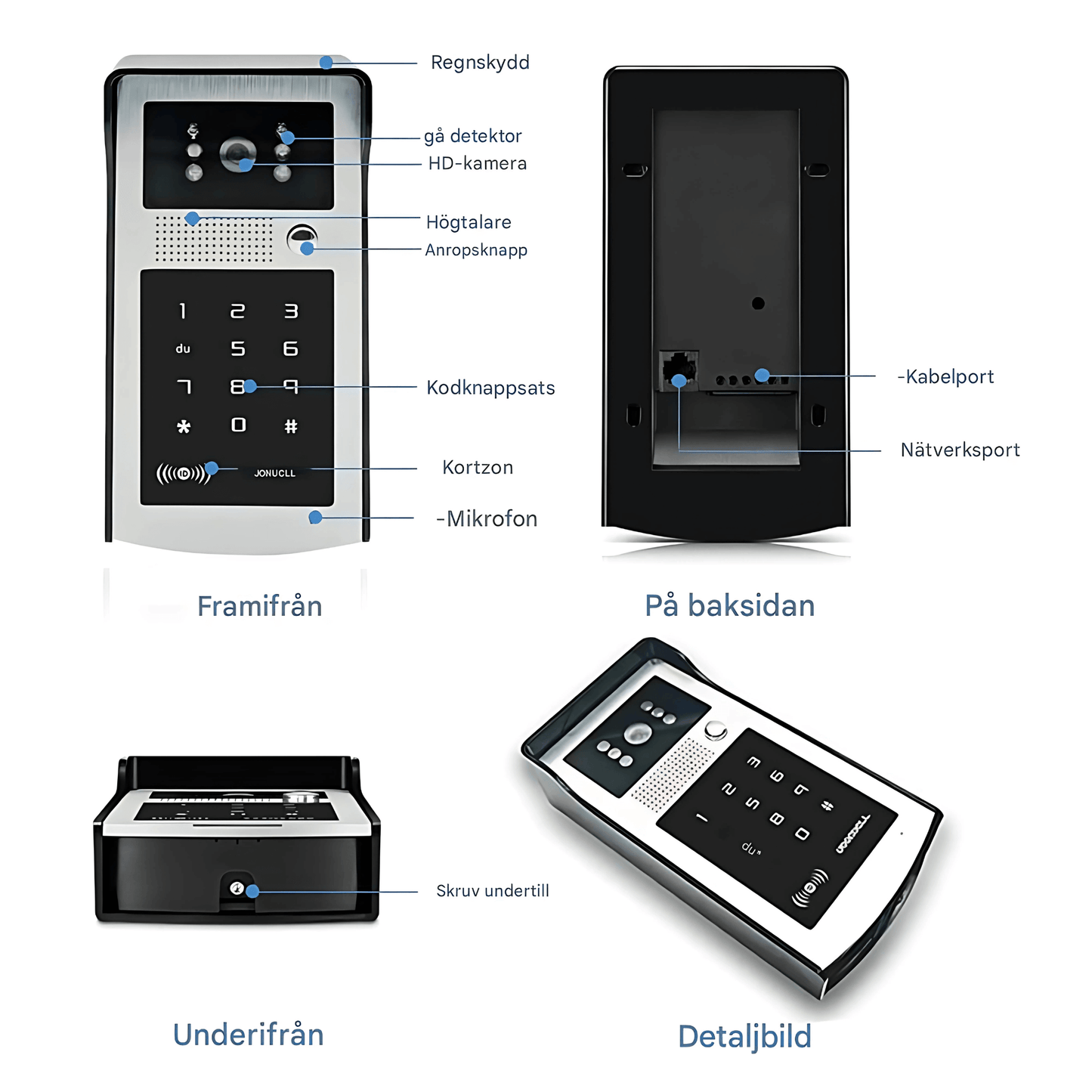 EntryGuard – Smart Trådlös Dörrklocka med Kamera, Kodlås & APP-anslutning för Hem och Villa
