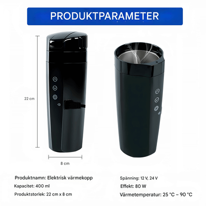 ALMA – Smart Bilmugg med Touchkontroll, LCD-display & Portabel Värmehållning