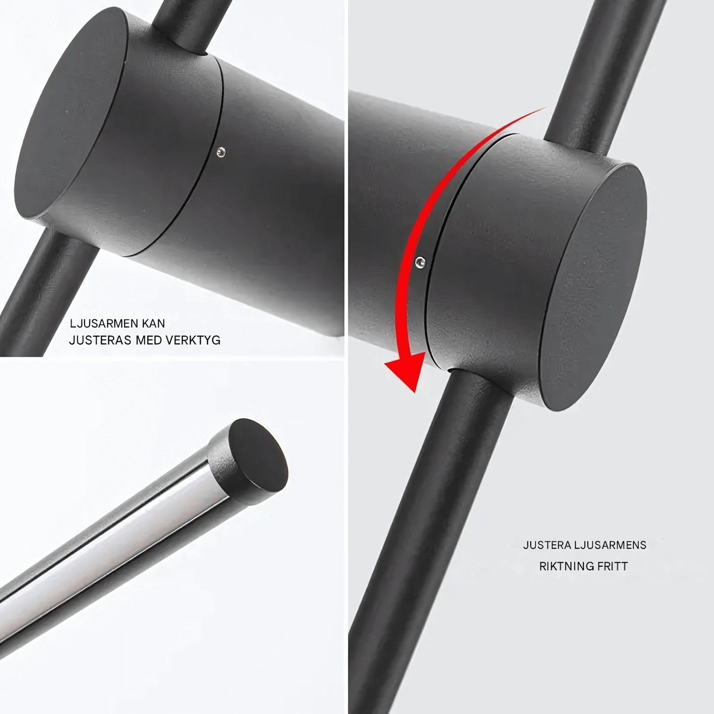 JONAS – Svart & Guld LED Vägglampa med 360° Rotation, Modern Inomhusbelysning för Vardagsrum och Sovrum