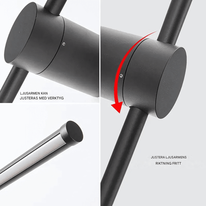 JONAS – Svart & Guld LED Vägglampa med 360° Rotation, Modern Inomhusbelysning för Vardagsrum och Sovrum