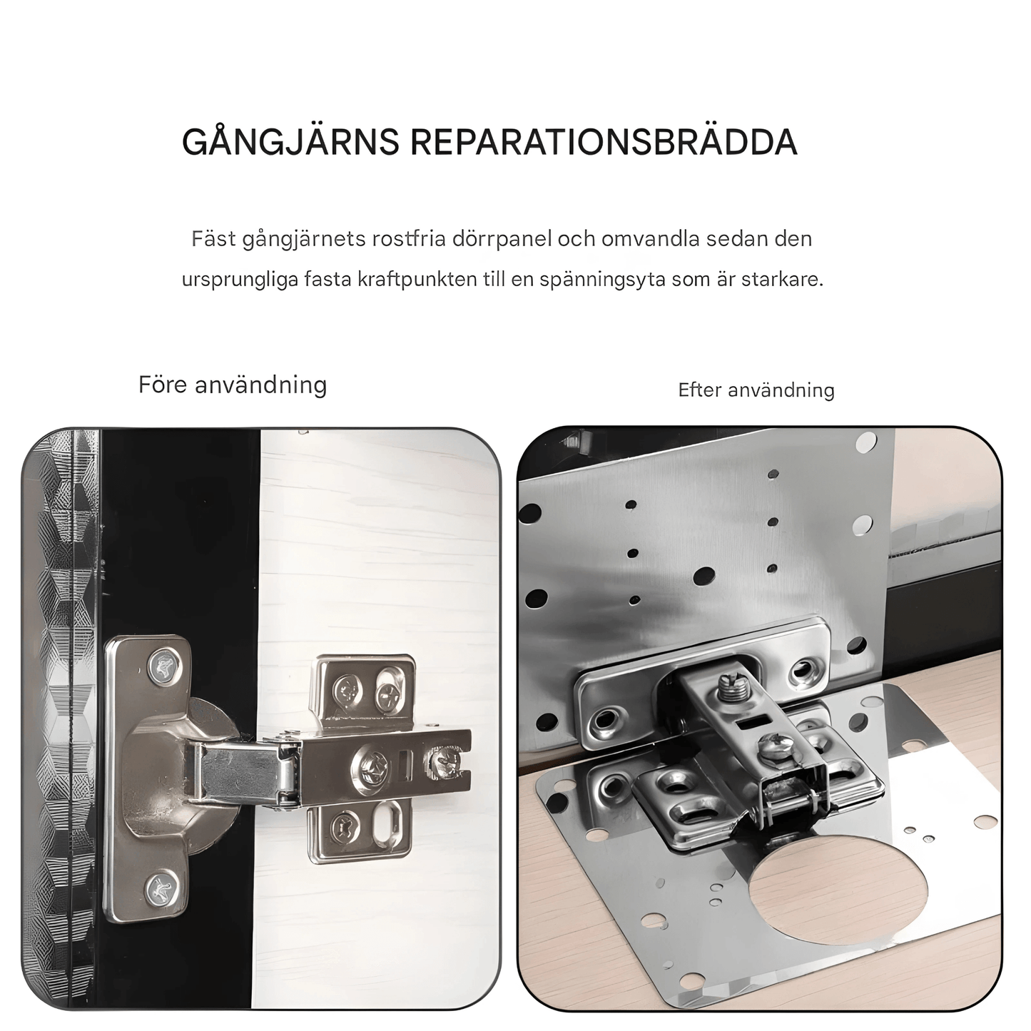 ARON – Rostfri Gångjärnsreparationsplatta med Skruvar för Skåp, Lådor & Möbler