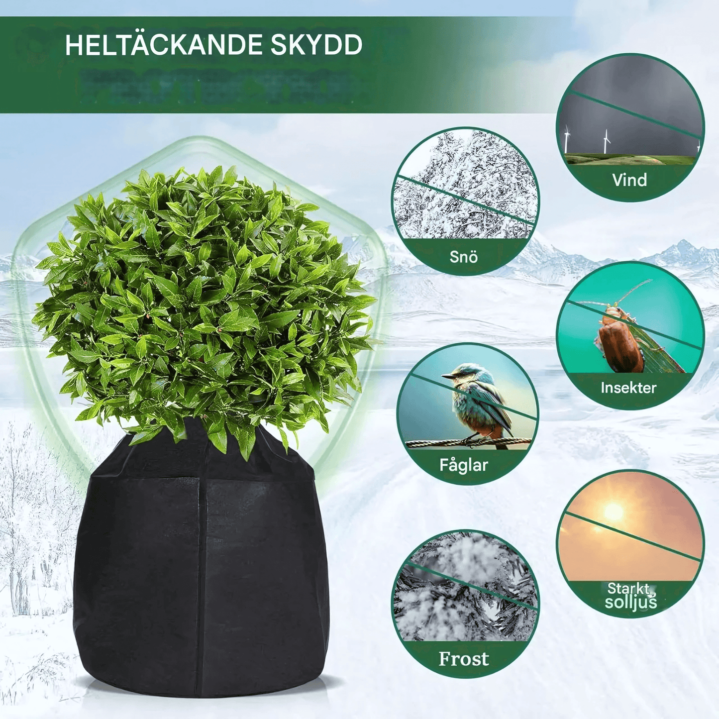 ALVIN – Isolerande Växtskydd med Dragkedja & Justerbar Snodd för Trädgård och Fruktträd