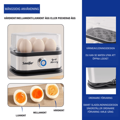 EggNest – Elektrisk Äggkokare för 1–6 Ägg med Automatisk Avstängning & Enkel Ångkokning