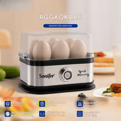 EggNest – Elektrisk Äggkokare för 1–6 Ägg med Automatisk Avstängning & Enkel Ångkokning
