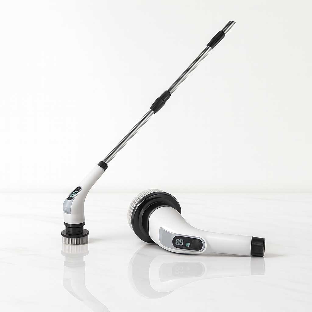 KEVIN - 9-i-1 Elektrisk Rengöringsborste Med Stav För Skonsam Städning