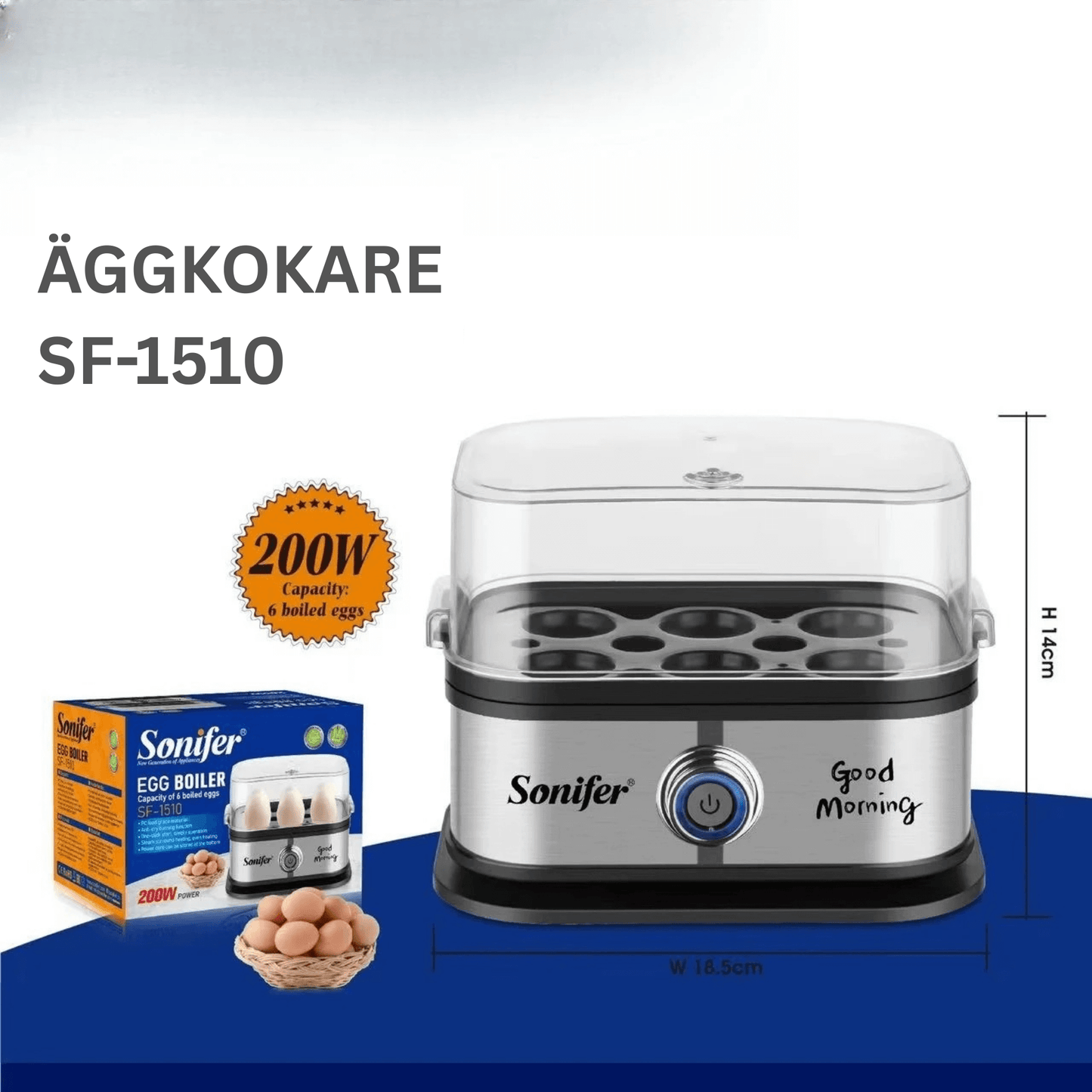 EggNest – Elektrisk Äggkokare för 1–6 Ägg med Automatisk Avstängning & Enkel Ångkokning