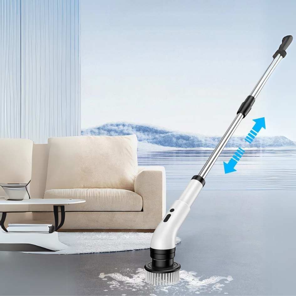 KEVIN - 9-i-1 Elektrisk Rengöringsborste Med Stav För Skonsam Städning