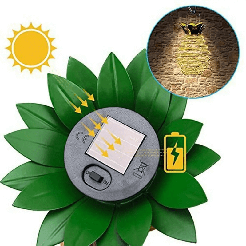 ASTRID - Ananasformade Solcellsdrivna Hängande Lampor med 600 mAh Batteri för Utomhusbruk