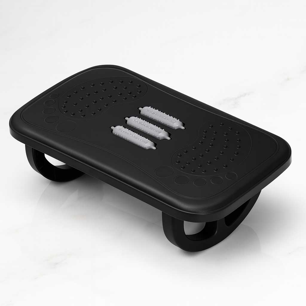 ArcFoot - Ergonomisk Gungande Fotpall med Böjd Bas & Texturerad Massageyta för Under Skrivbordet