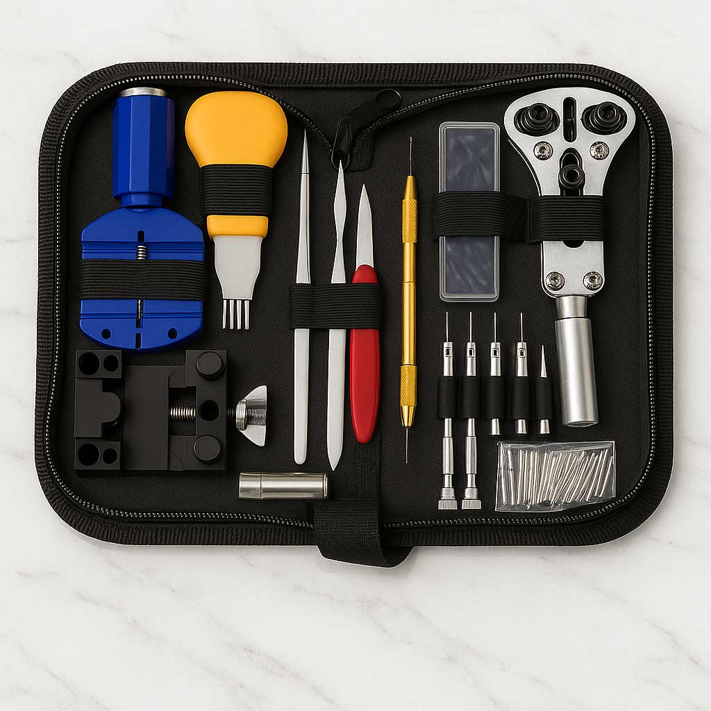 TimeFix – Klockreparationskit med 147 Delar, Verktyg för Armbandsjustering & Boettöppning