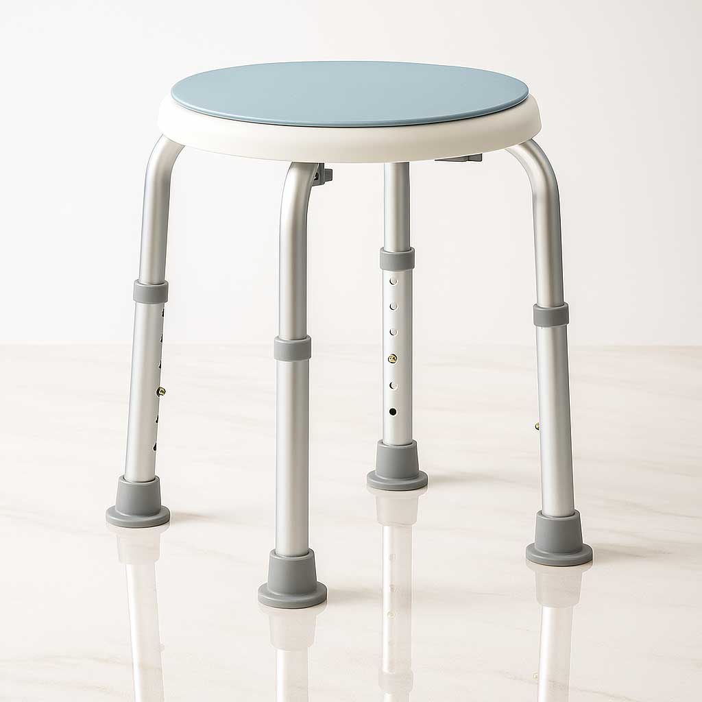 SitEase – Lätt & Höjdjusterbar Duschpall med Halkskydd och Stabil Aluminiumram