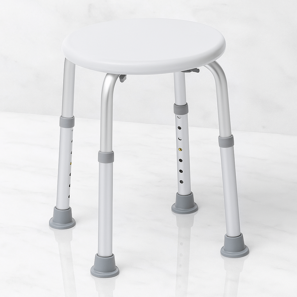 SitEase – Lätt & Höjdjusterbar Duschpall med Halkskydd och Stabil Aluminiumram