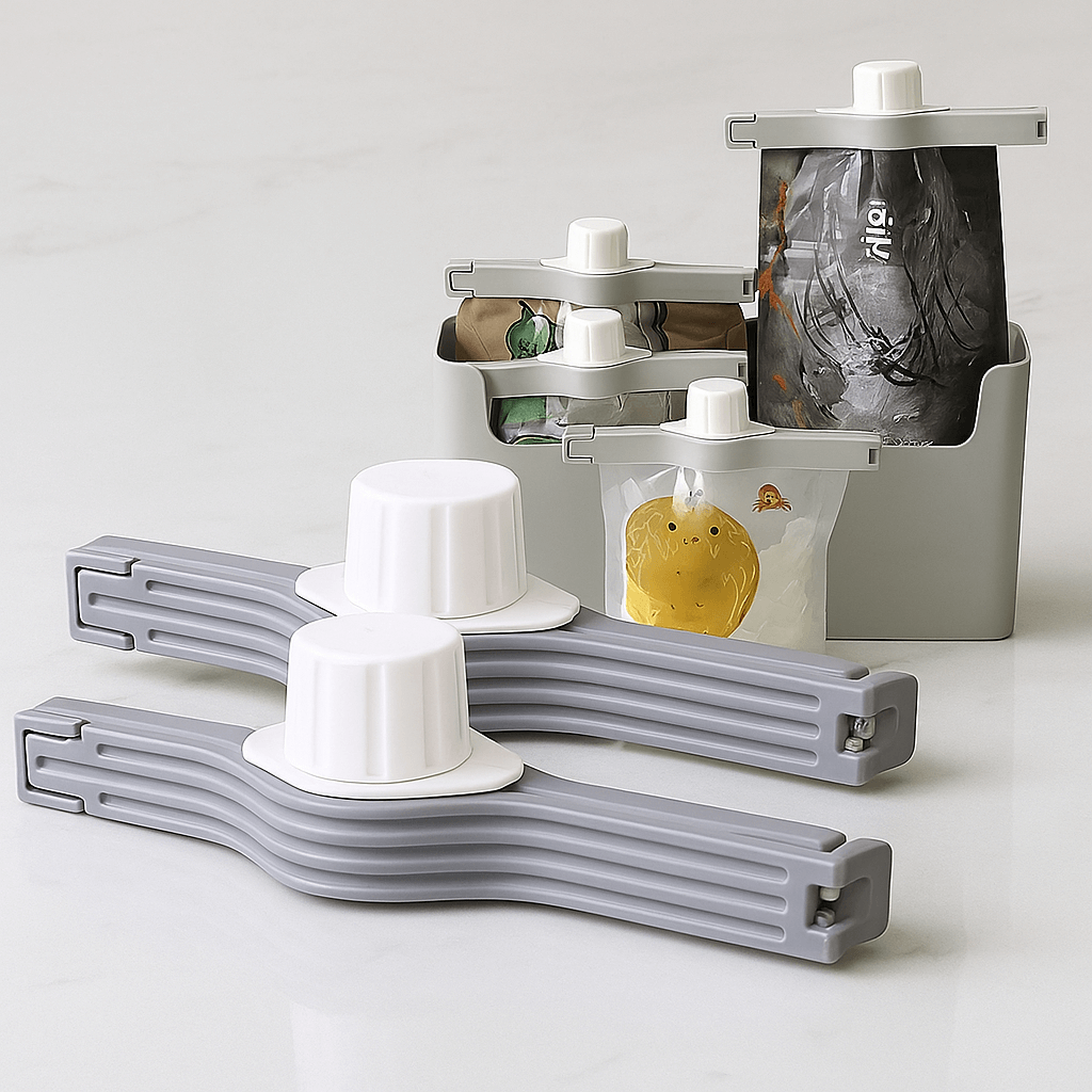 SealGrab – Kryddpåsesklämma med Gänglock och Lufttät Förslutning 5-pack