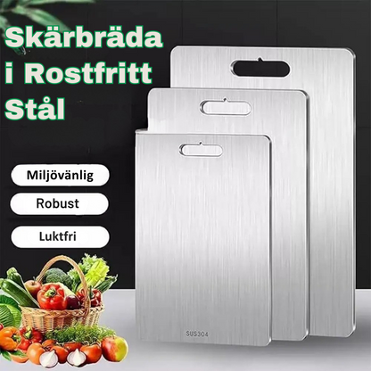 MELVIN - Skärbräda I Rostfritt Stål för Kött, Grönsaker och Matlagning