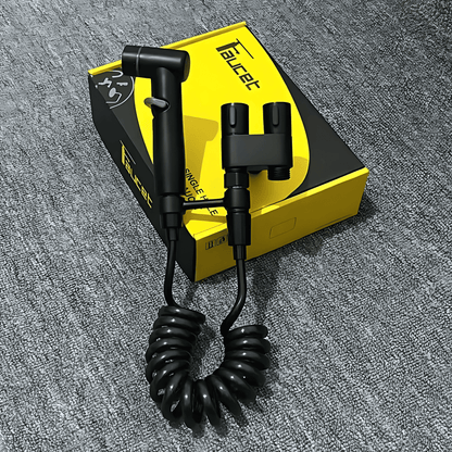 FlushEase – Handdusch för Toalett med Rostfritt Stål, Dubbla Utgångar & Teleskopslang