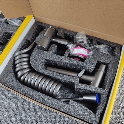 FlushEase – Handdusch för Toalett med Rostfritt Stål, Dubbla Utgångar & Teleskopslang