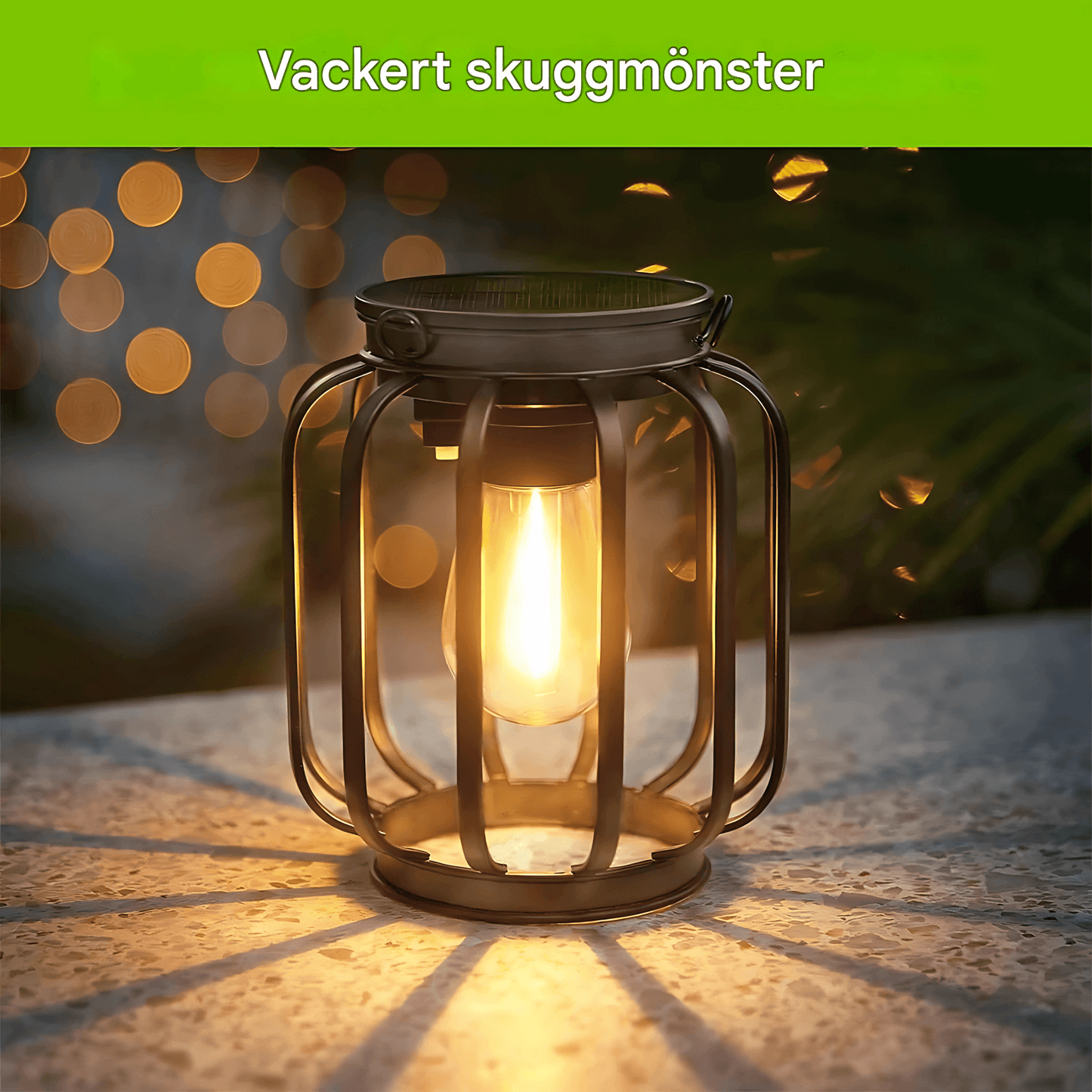 SolarGleam – Sollykta för Utomhusbruk med Varmvit LED-lampa, Hängande Design & Väderbeständig Metallkonstruktion